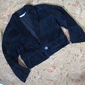 Christopher & Banks Black faux suede and courduroy jacket sz M